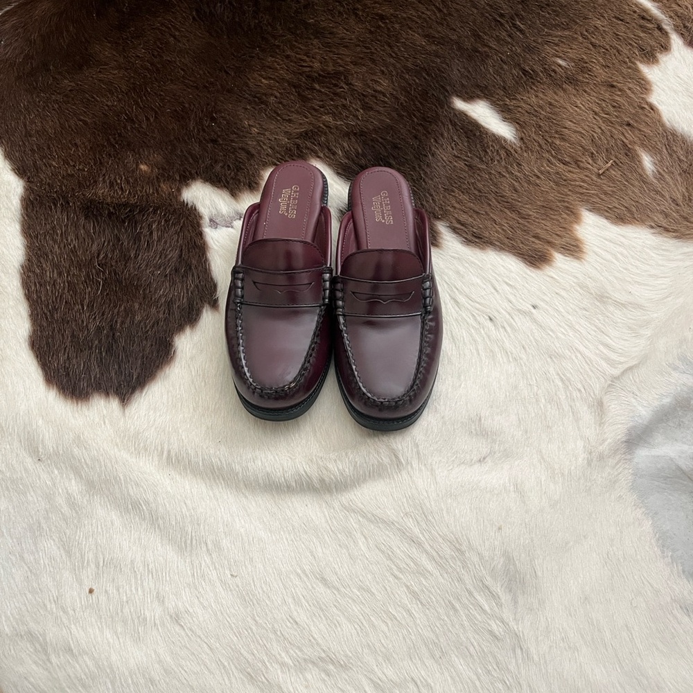 G.H. Bass & Co. Burgundy Leather Penny Mules - Picture 2 of 5